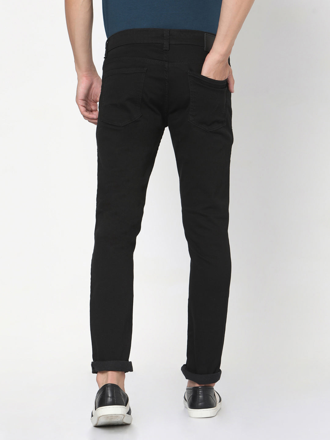 Spykar Men Black Cotton Slim Fit Narrow Length Jeans - (Skinny)