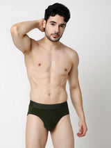 Underjeans By Spykar Men Premium Black & Olive Cotton Blend Regular Fit Brief - Pack Of 2