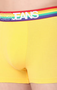 Men Premium Yellow Multi Cotton Blend Trunk- Underjeans By Spykar