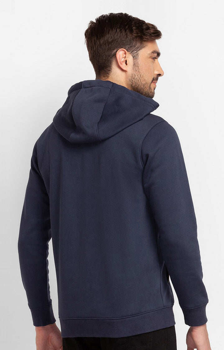 Spykar Slate Grey Cotton Full Sleeve Hooded Sweatshirt For Men