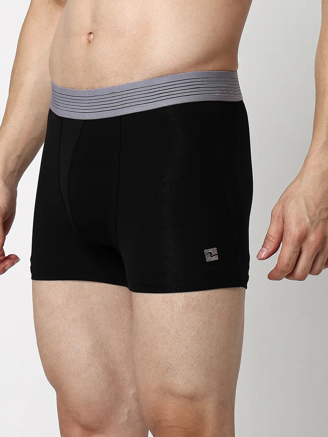 Underjeans By Spykar Men Premium Navy Black & Grey Cotton Blend Regular Fit Trunk - Pack Of 2