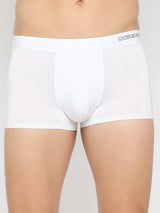 Men White Solid Super Premium Bonded Elastic Trunk - Underjeans By Spykar
