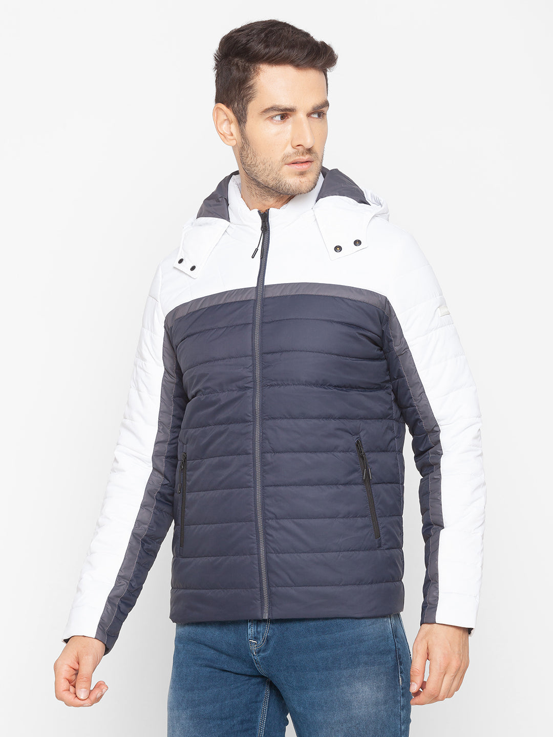 Buy Spykar MENS PUFFER REVERSIBLE JACKET WITH CONTRAST SLIP PATCH ON  REVERSE SIDE Online