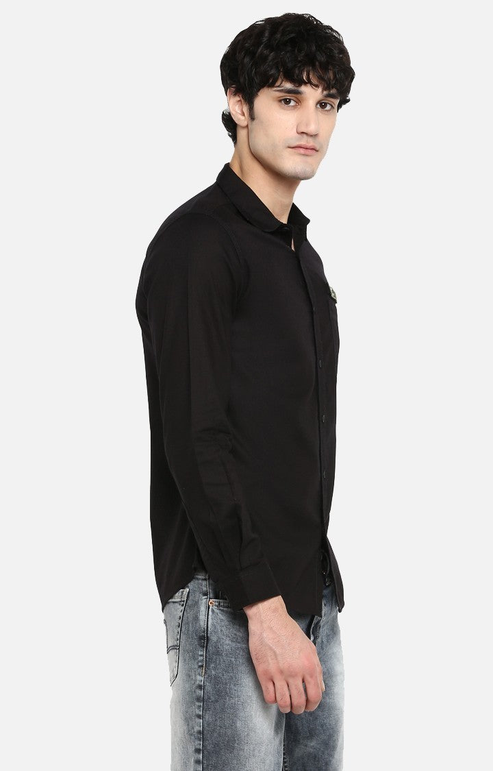 Spykar Men'S Black Cotton Solid Casual Shirts