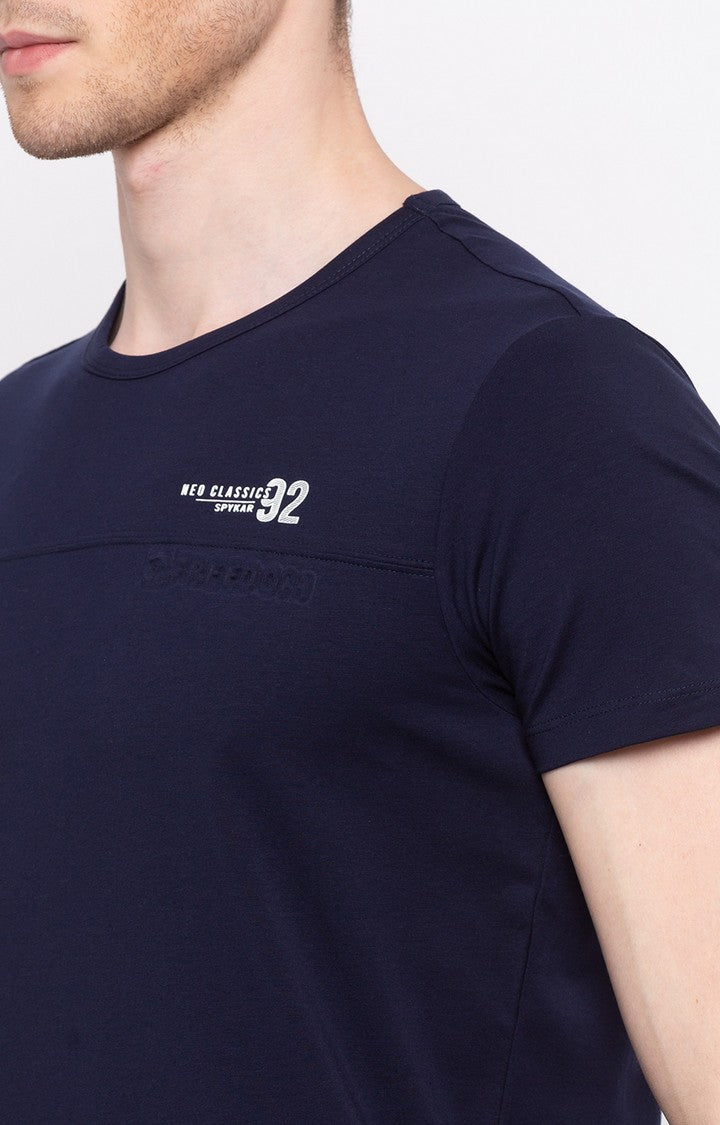 Spykar Navy Solid Slim Fit Men T-Shirts