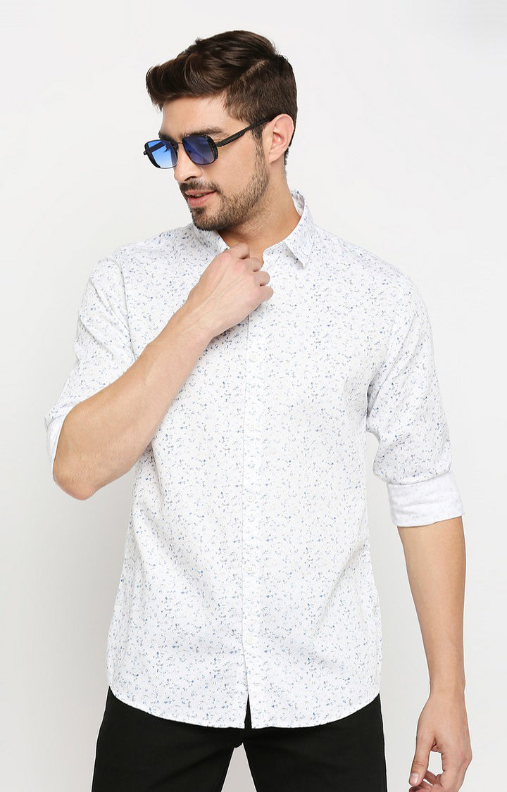 Spykar Men White Cotton Regular Fit Full Sleeve Casual Shirt