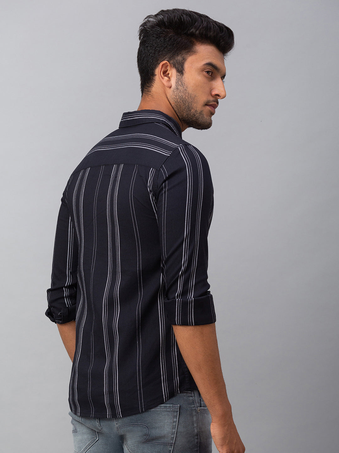 Spykar Men Black Cotton Slim Fit Shirt