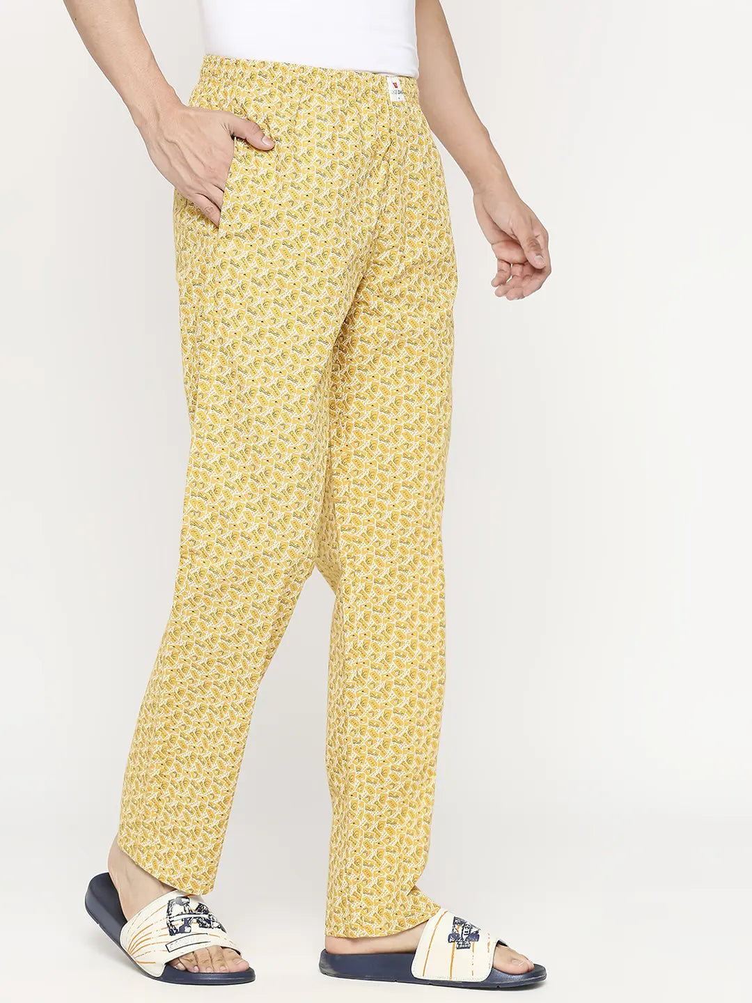 Men Premium Ochre Cotton Regular Fit Pyjama - Underjeans by Spykar