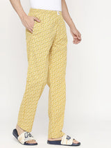 Men Premium Ochre Cotton Regular Fit Pyjama - Underjeans By Spykar