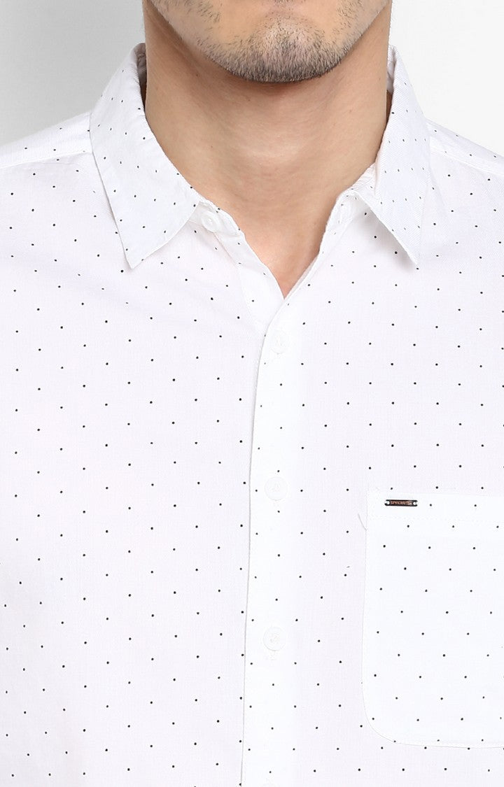 Spykar Men'S White Cotton Printed Casual Shirts