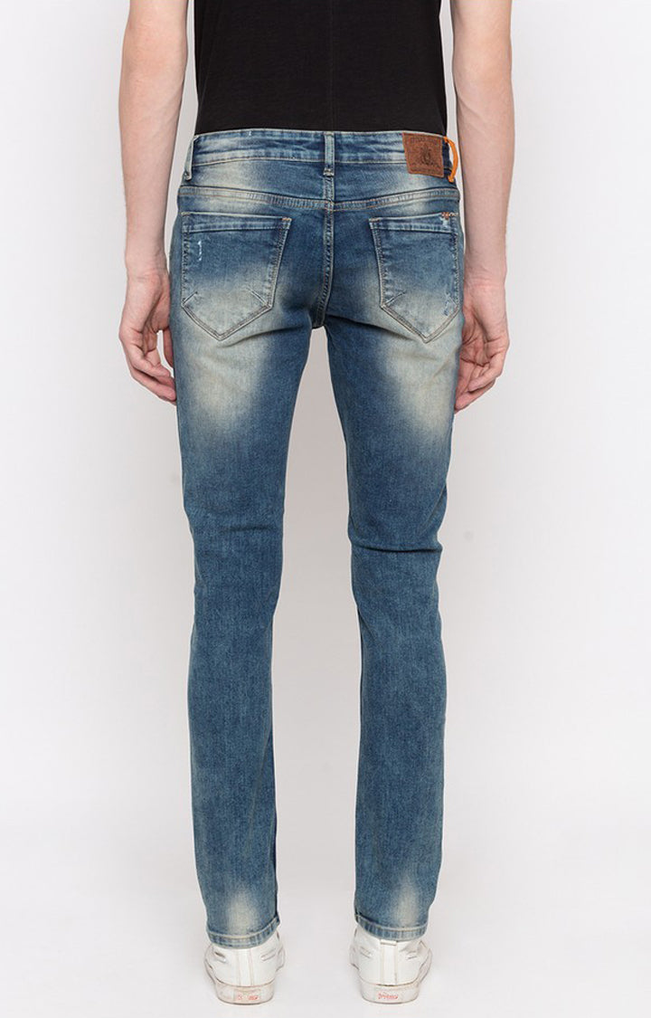 Spykar Blue Cotton Slim Fit Jeans For Men