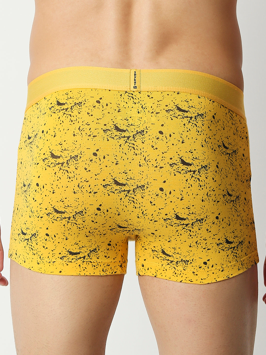 Men Premium Yellow Cotton Blend Regular Fit Trunk - UnderJeans by Spykar
