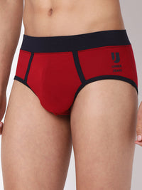 Men Premium Cotton Blend Maroon Brief- Underjeans By Spykar