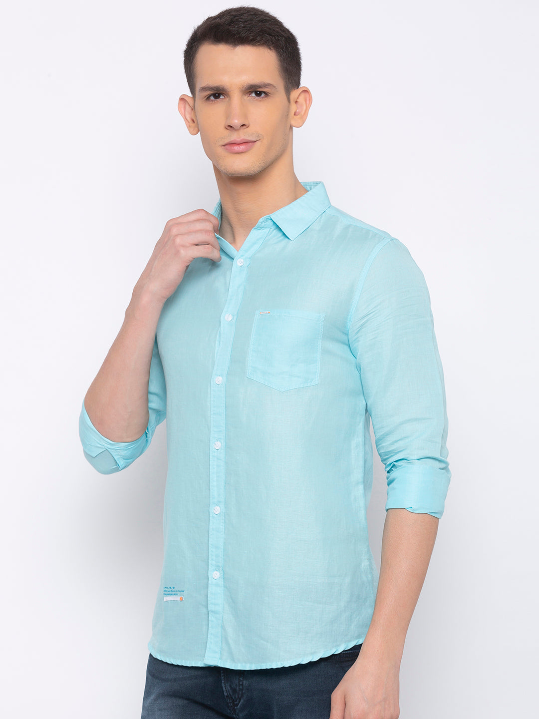 Spykar Men Aqua Cotton Slim Fit Shirt