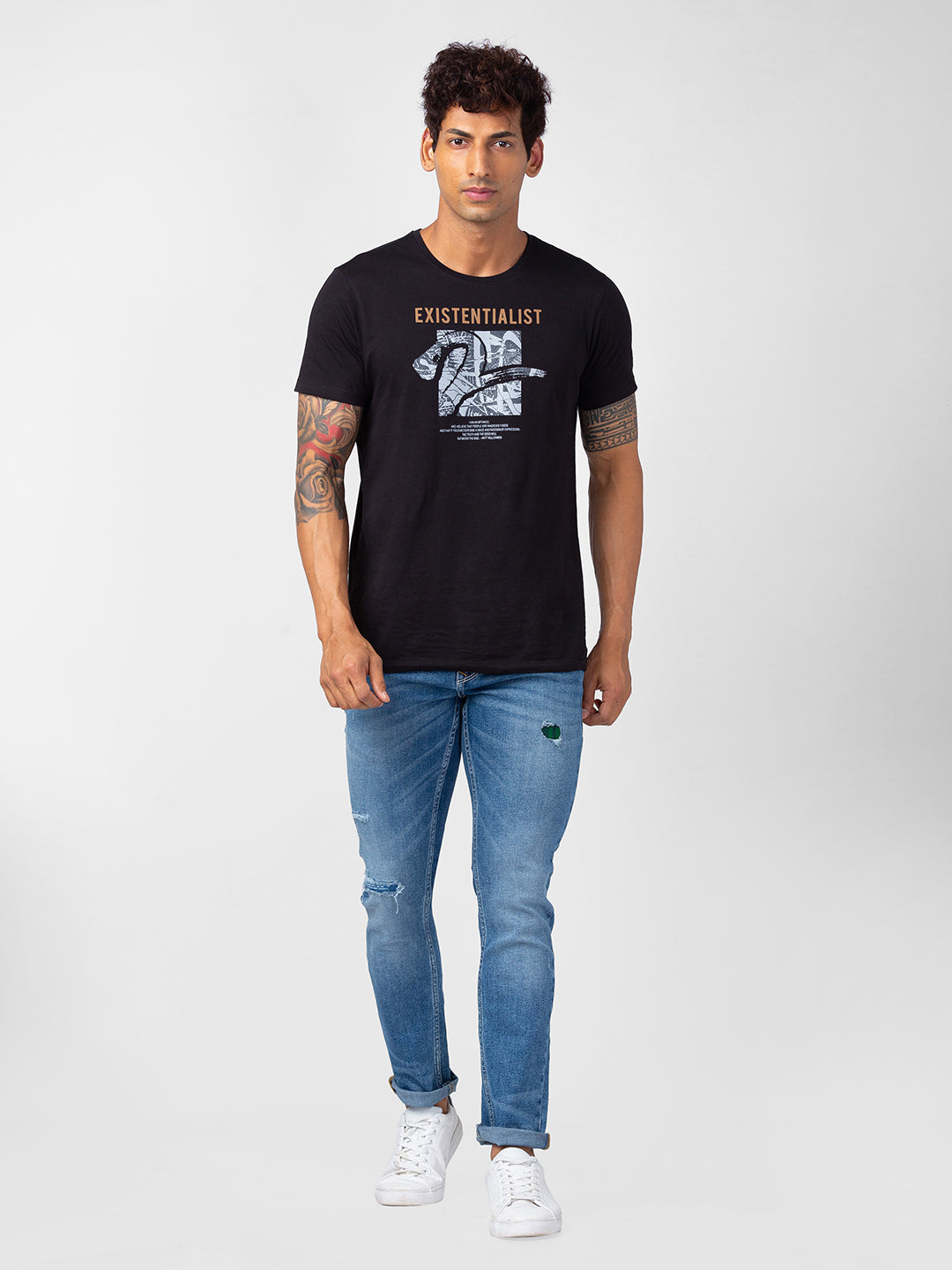 Spykar Men Mid Blue Cotton Slim Fit Narrow Length Jeans (Skinny)