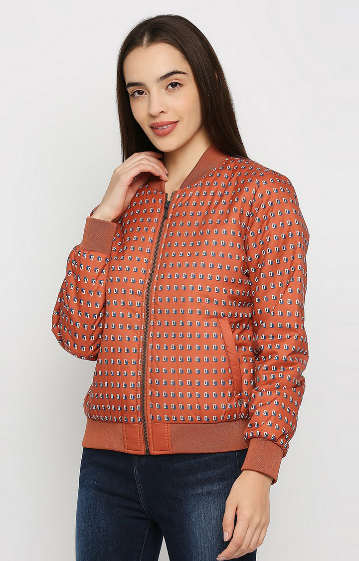 Spykar Women Red Nylon Regular Fit V-Neck Jacket