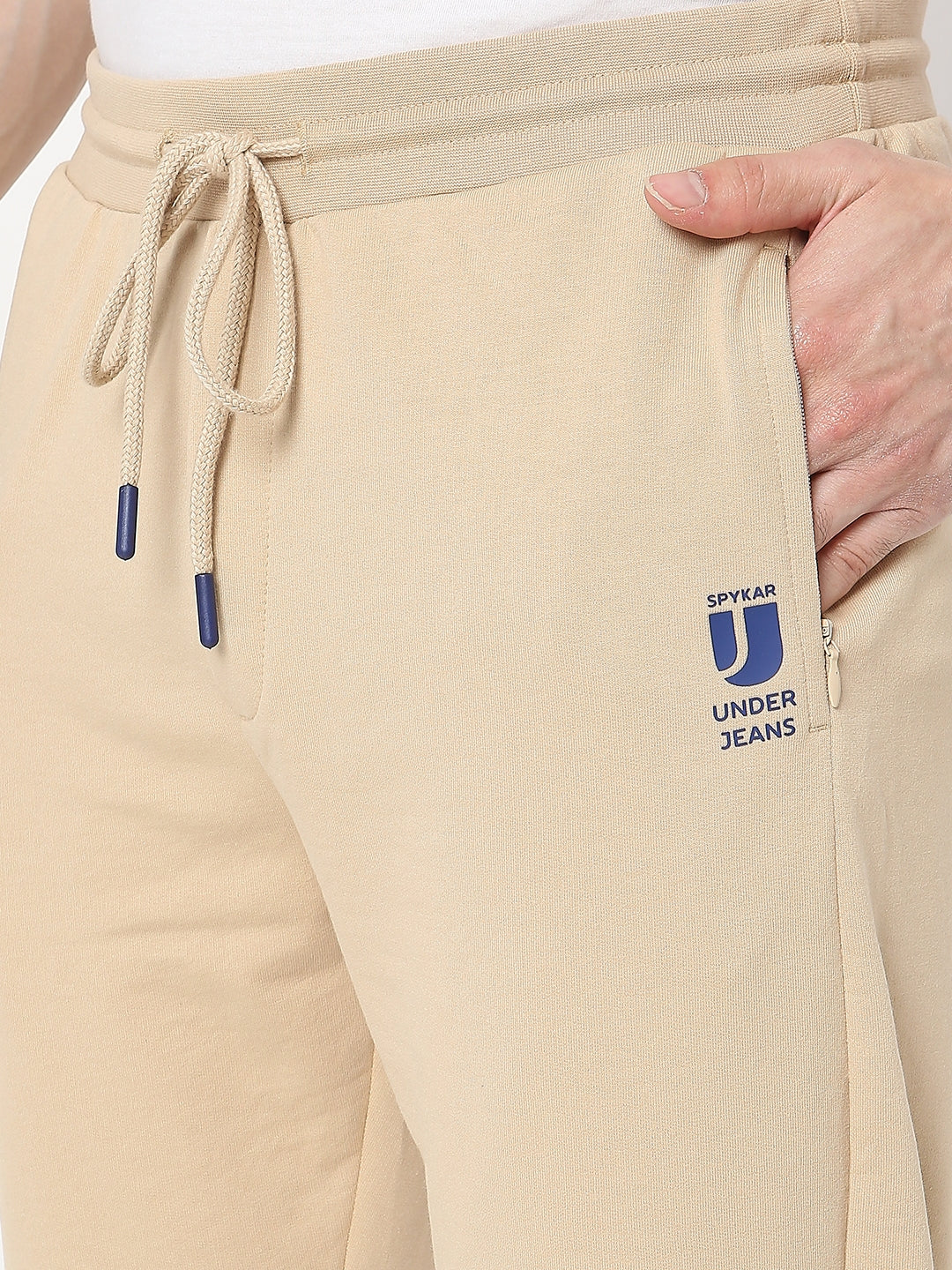 Underjeans by Spykar Men Premium Knitted Beige Trackpant