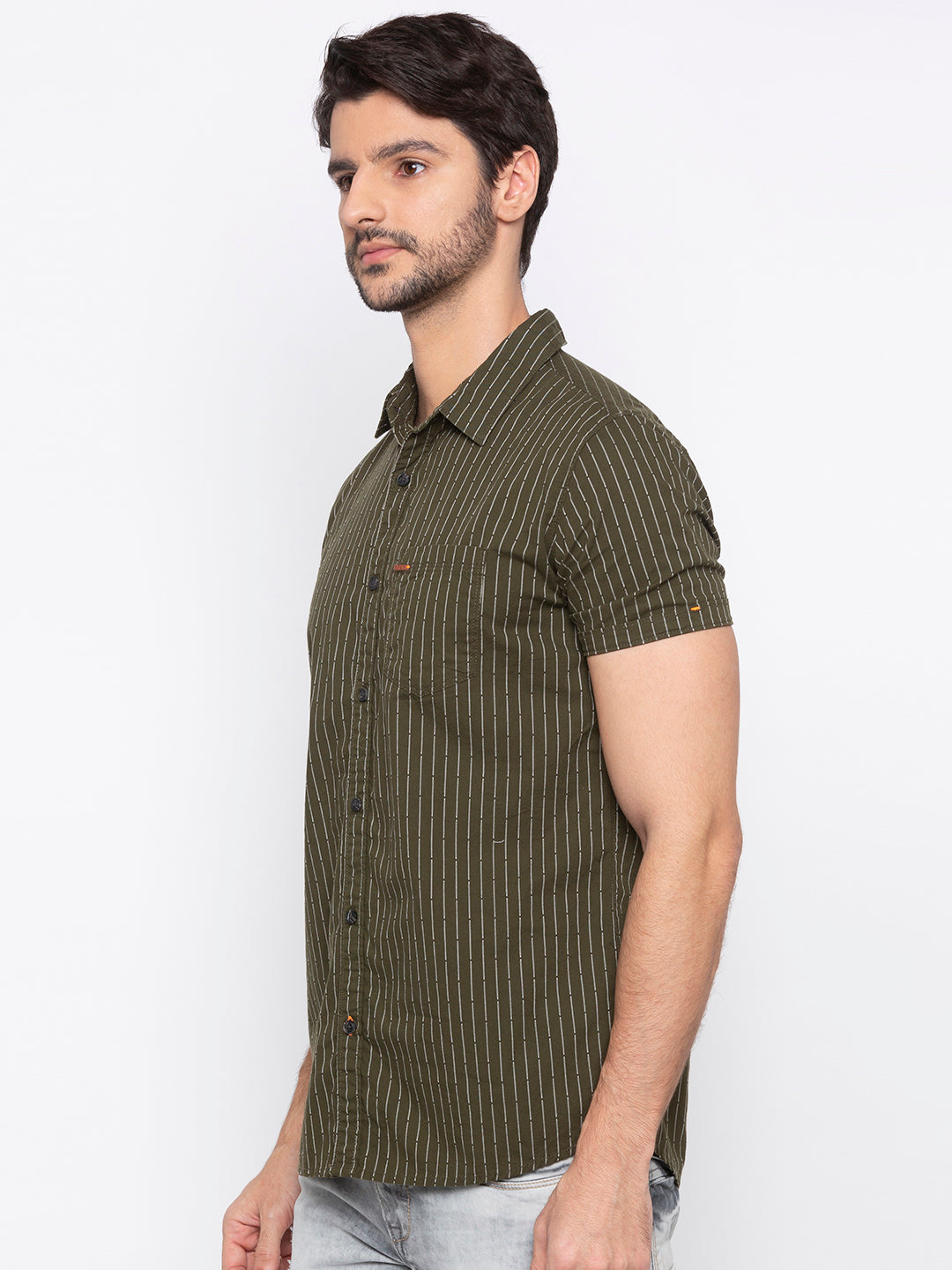 Spykar Men Green Cotton Casual Shirt