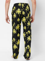 Men Premium Black & Yellow Cotton Printed Pyjama - Underjeans By Spykar