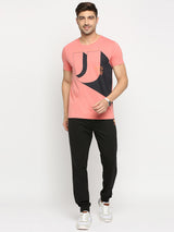 Men Premium Black Cotton Regular Fit Trackpant- Underjeans By Spykar