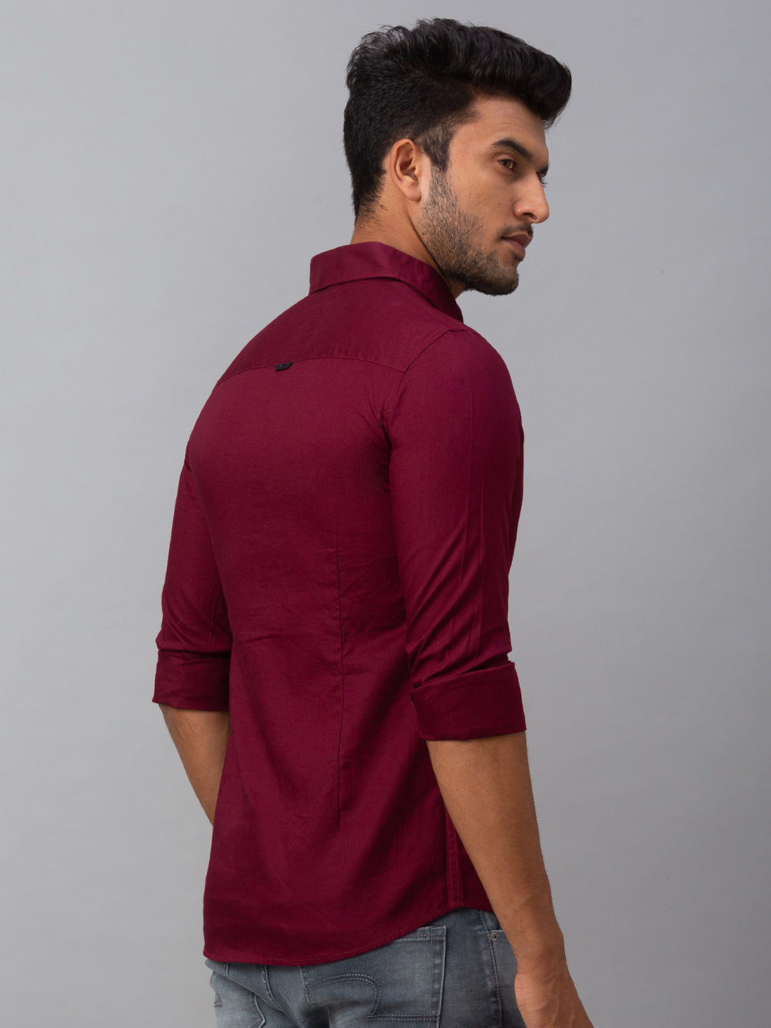 Spykar Men Red Cotton Slim Fit Shirt