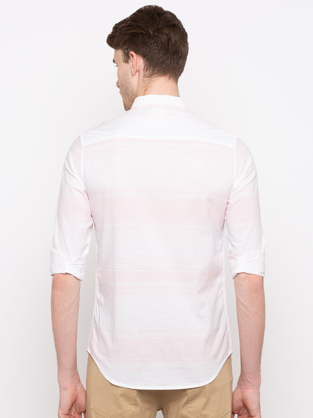 Spykar Pink Cotton Slim Fit Shirts For Men