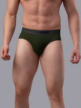 Underjeans By Spykar Men Premium Cotton Blend Olive Brief