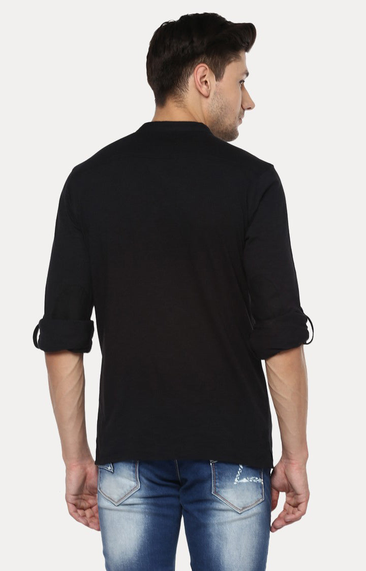 Spykar Black Solid Slim Fit Men T-Shirts