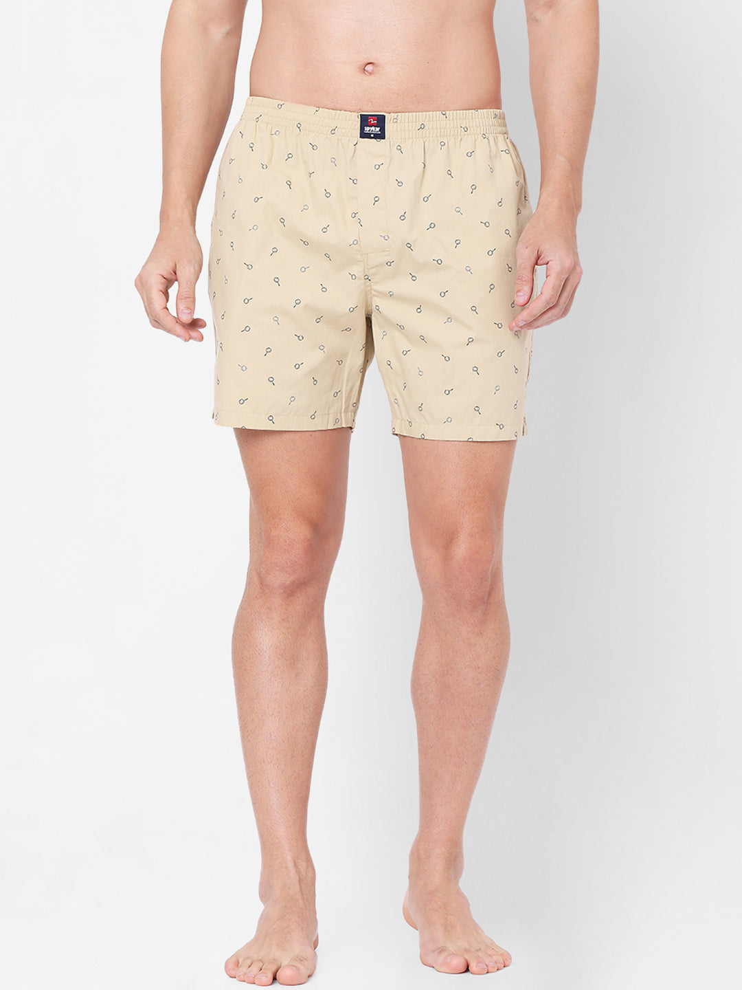 Men Premium Beige Cotton Boxers - Underjeans By Spykar