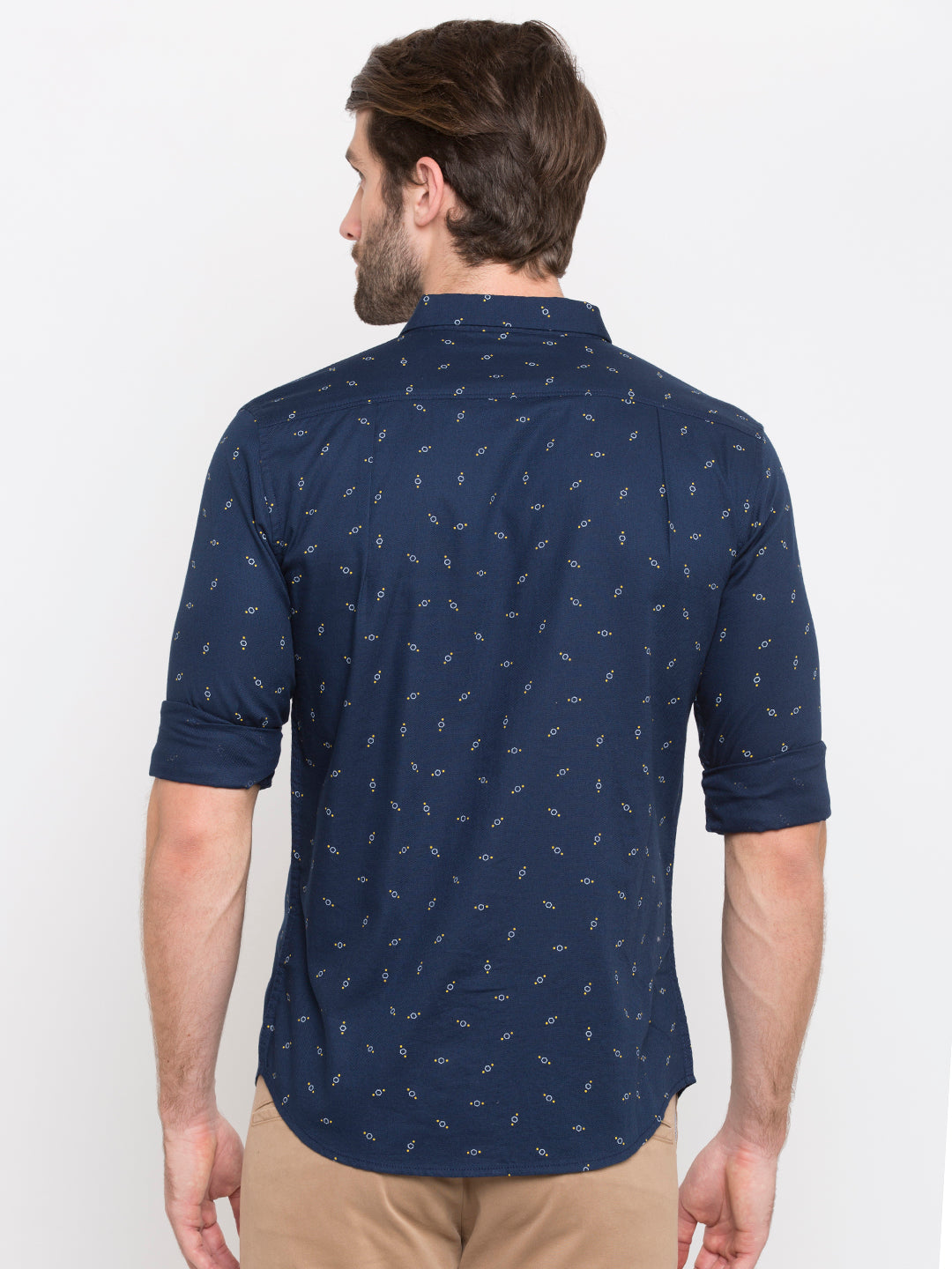 Spykar Men Navy Printed Slim Fit Casual Shirt