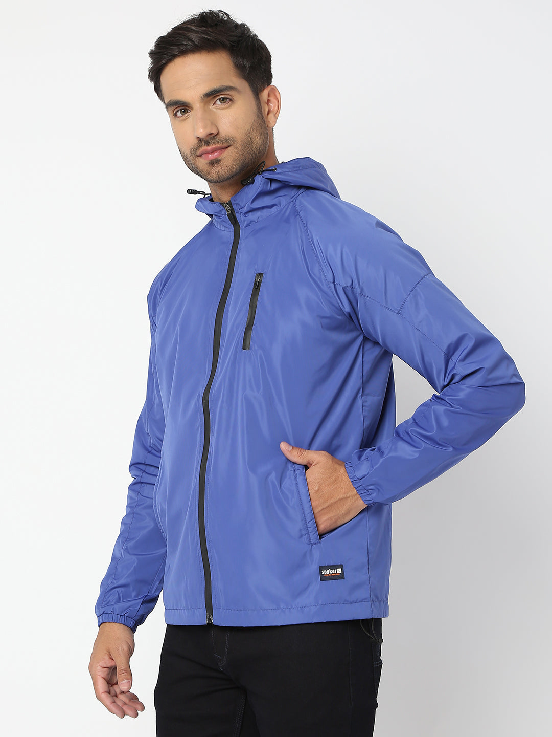 Spykar Men Royal Blue Nylon Regular Fit Jacket