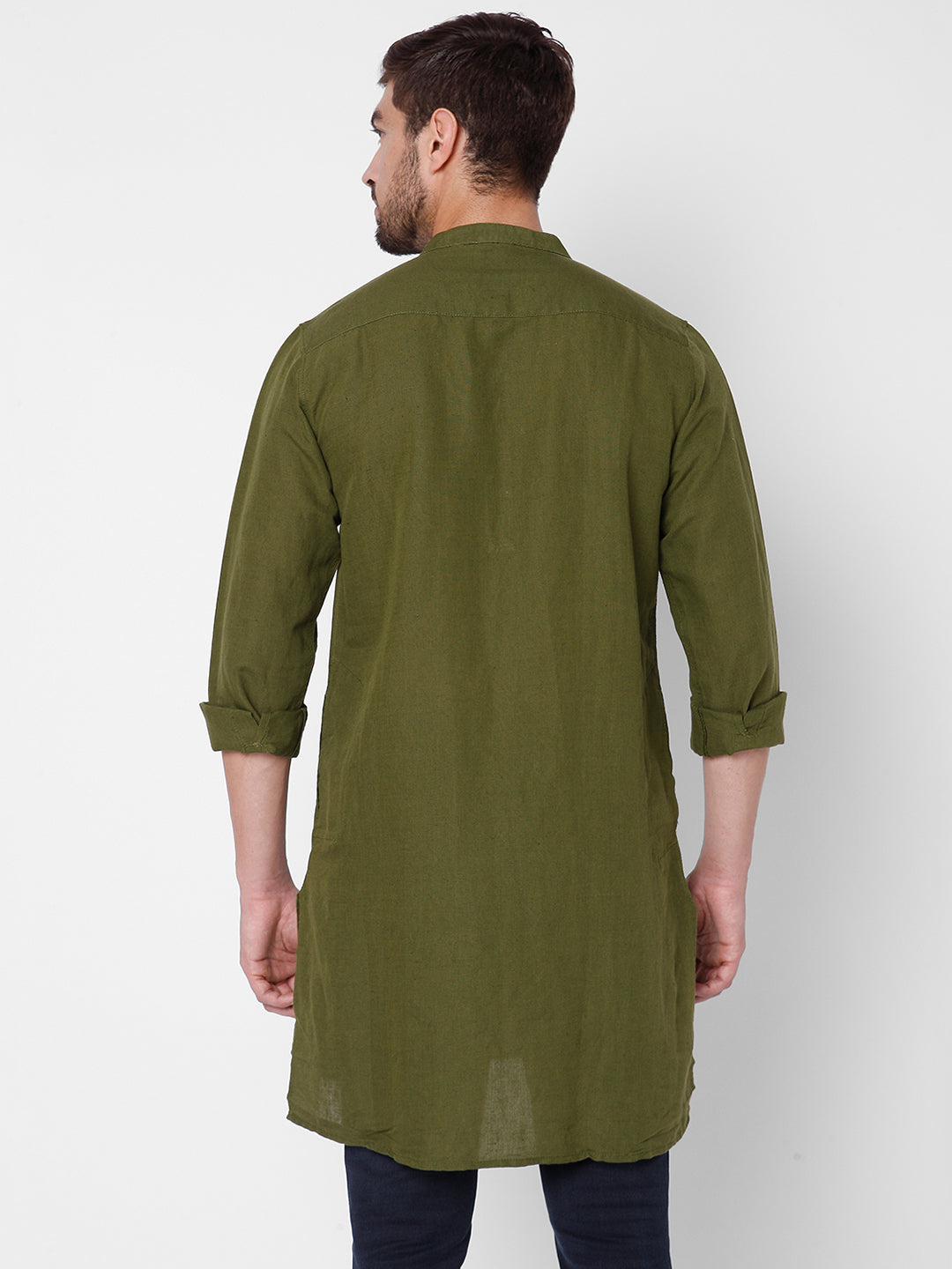 Spykar Regular Fit Men Cotton Green Kurta