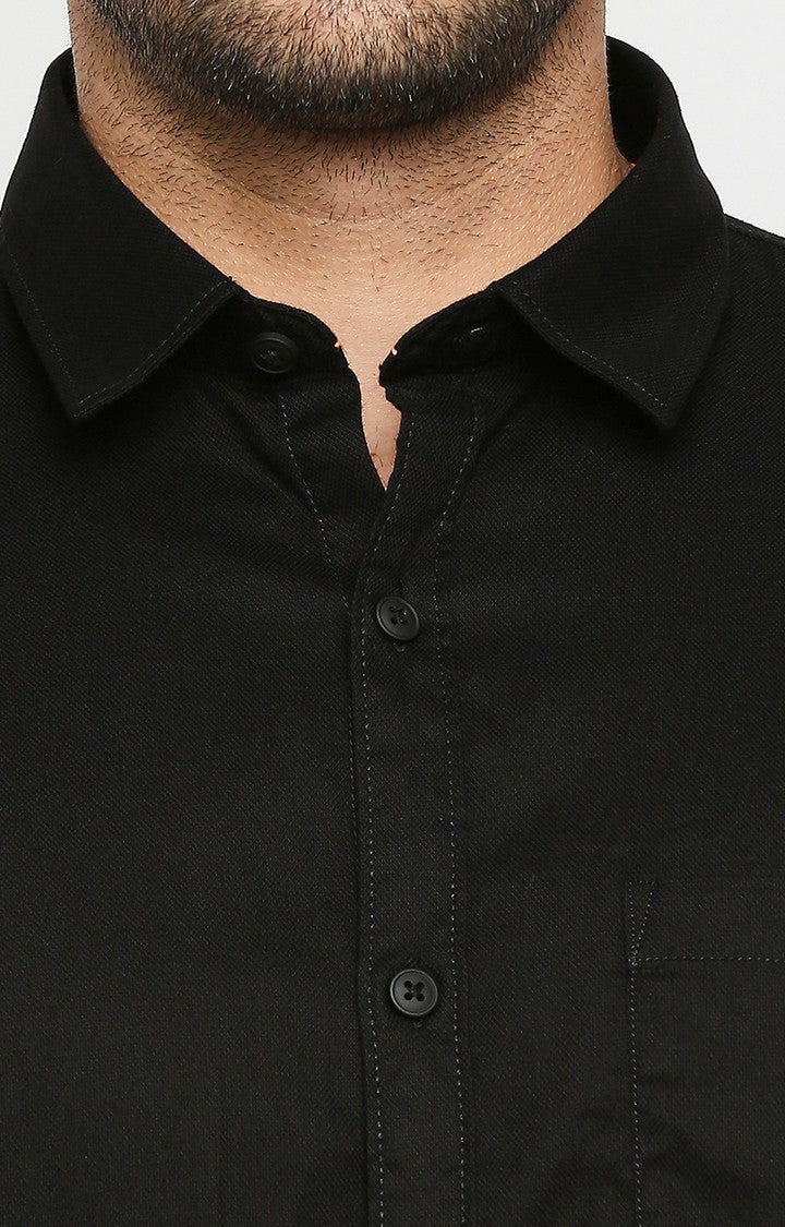 Spykar Men Black Cotton Regular Fit Full Sleeve Casual Shirt