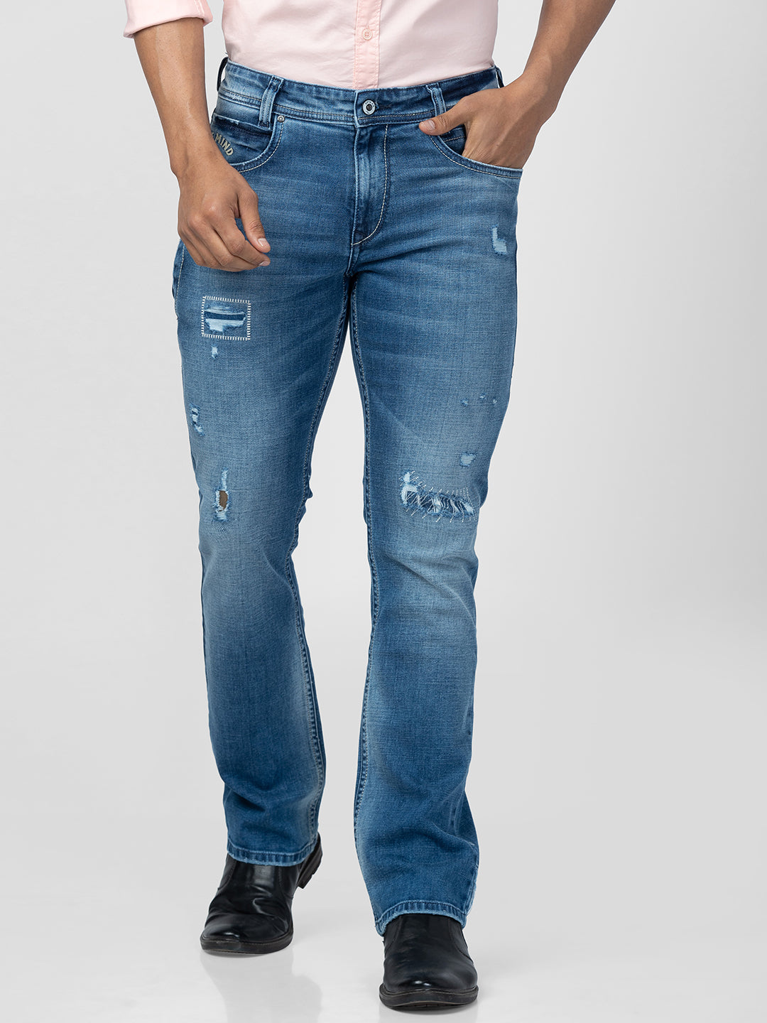Spykar Men's Slim Jeans (SKNYTS-01BA-05_Mid Blue_38) : Amazon.in: Fashion