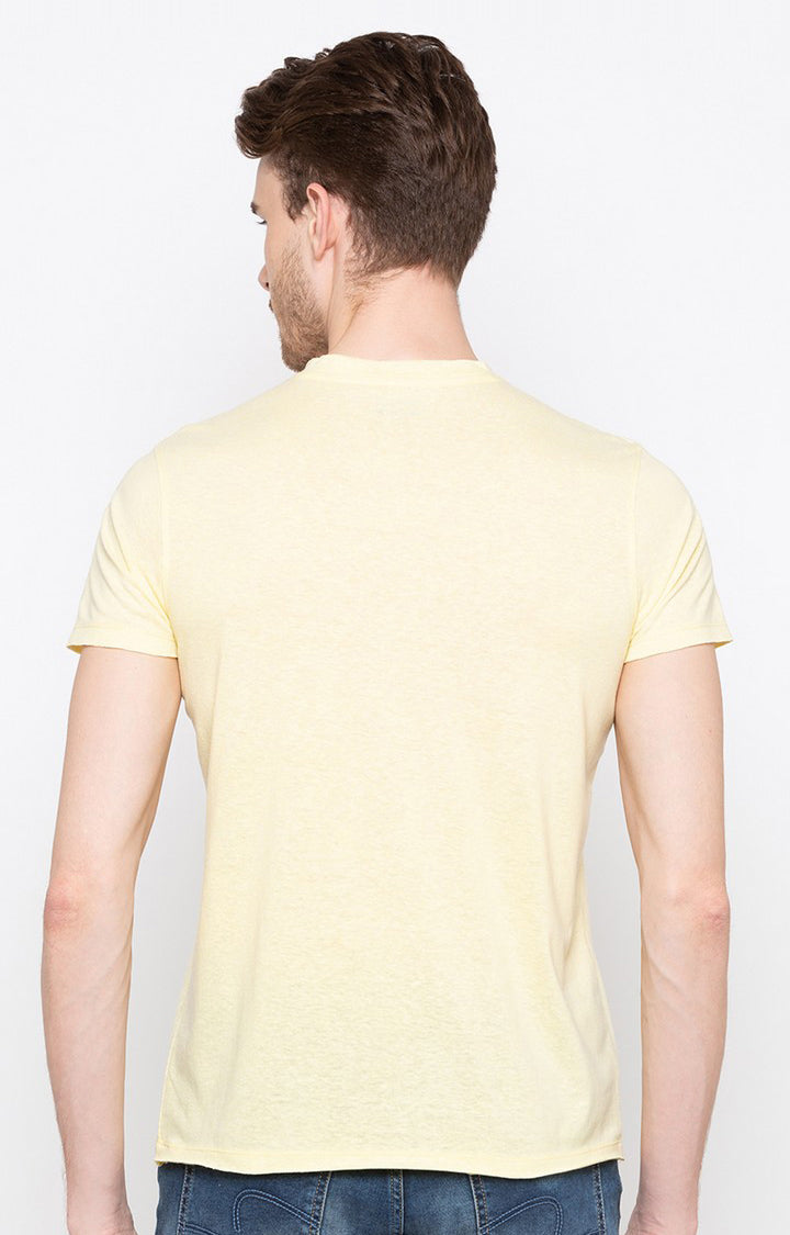 Spykar Pestle Yellow Melange Slim Fit Men T-Shirts