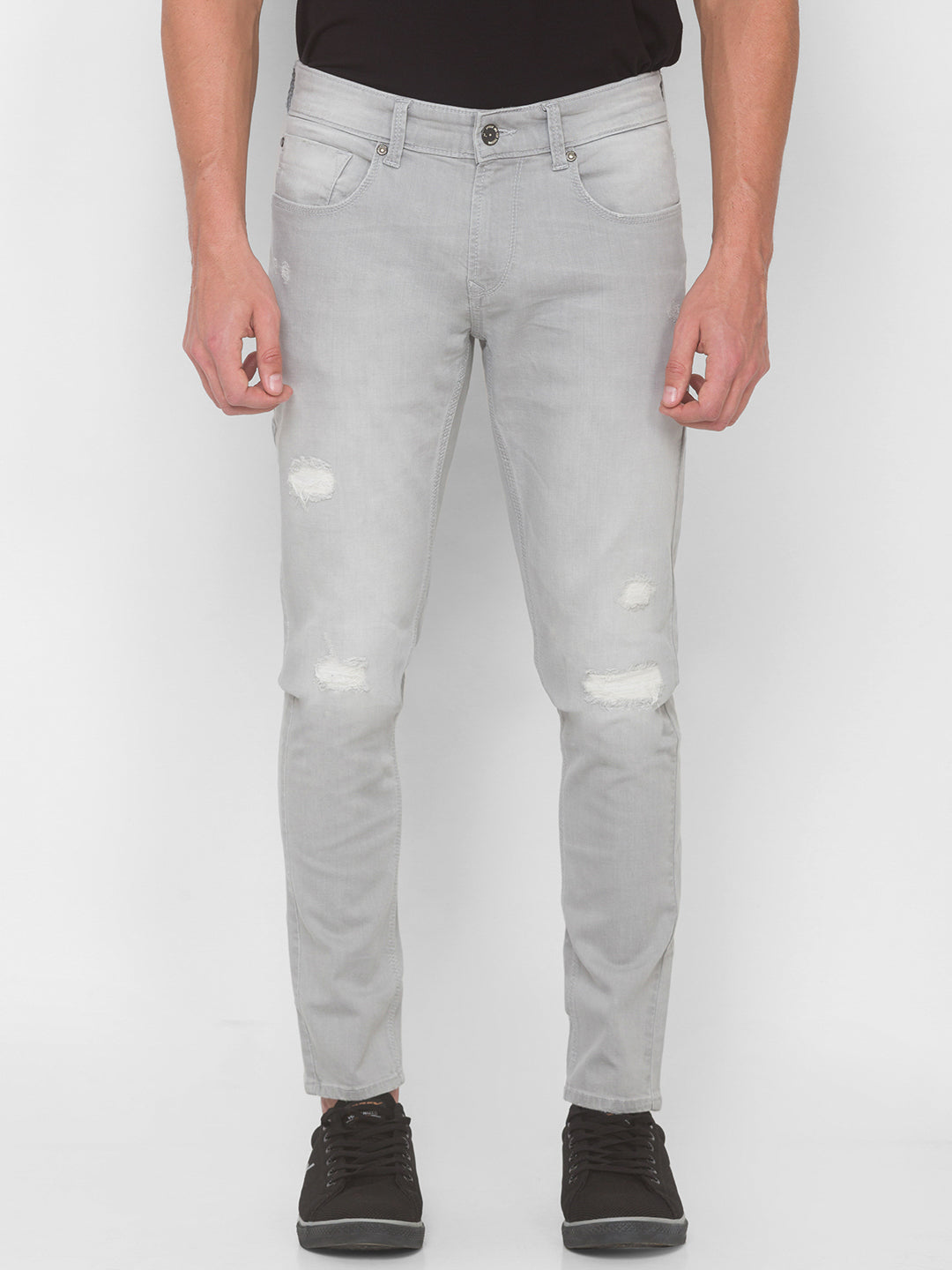 Spykar Men Grey Cotton Slim Fit Tapered Length Jeans (Kano)