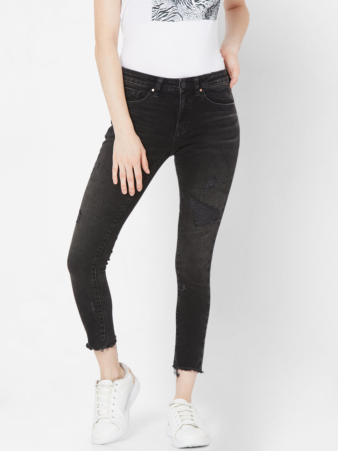 Spykar Women Black Cotton Super Skinny Fit Regular Length Jeans