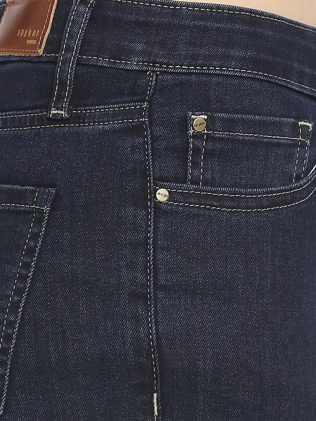 Spykar Women Raw Blue Lycra Skinny Fit - Clean Look Mid Rise Jeans-(Adora)