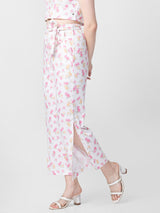 Spykar Women Off-White Cotton Regular Fit Floral Print Trackpant