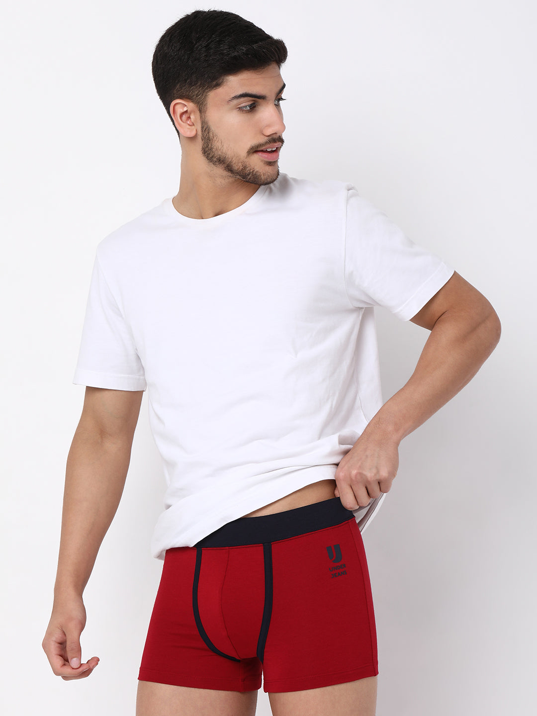 Men Premium Cotton Blend Maroon Trunk- Underjeans By Spykar