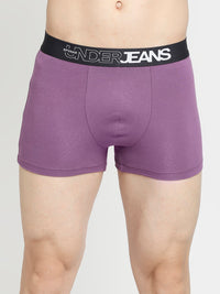 Men Premium Dull Purple & Black Cotton Blend Trunk - Pack Of 2- Underjeans By Spykar