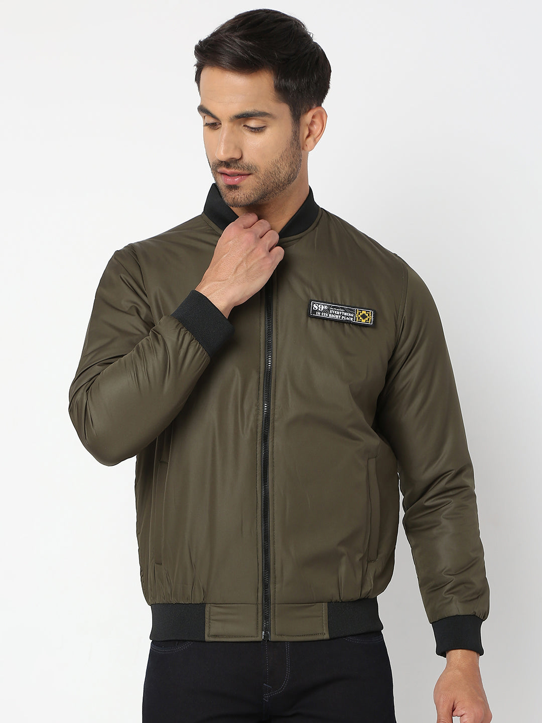 Spykar Men Forest Green Nylon Regular Fit Jacket