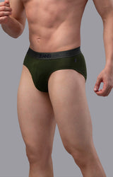 Olive Cotton Brief For Men Premium - (Pack Of 2)- Underjeans By Spykar