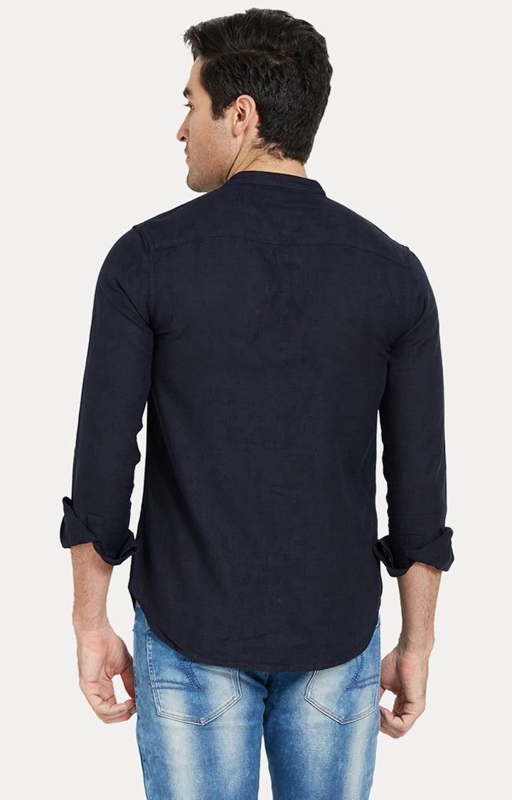 Spykar Blue Linen Slim Fit Shirts For Men