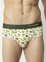 Men Premium Assorted Cotton Blend Printed Brief - Pack Of 3- Underjeans By Spykar