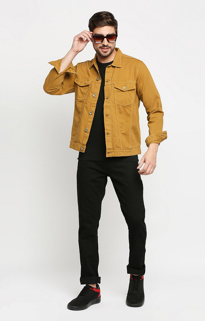 Spykar Men Beige Cotton Slim Fit Denim Jacket - Main Image