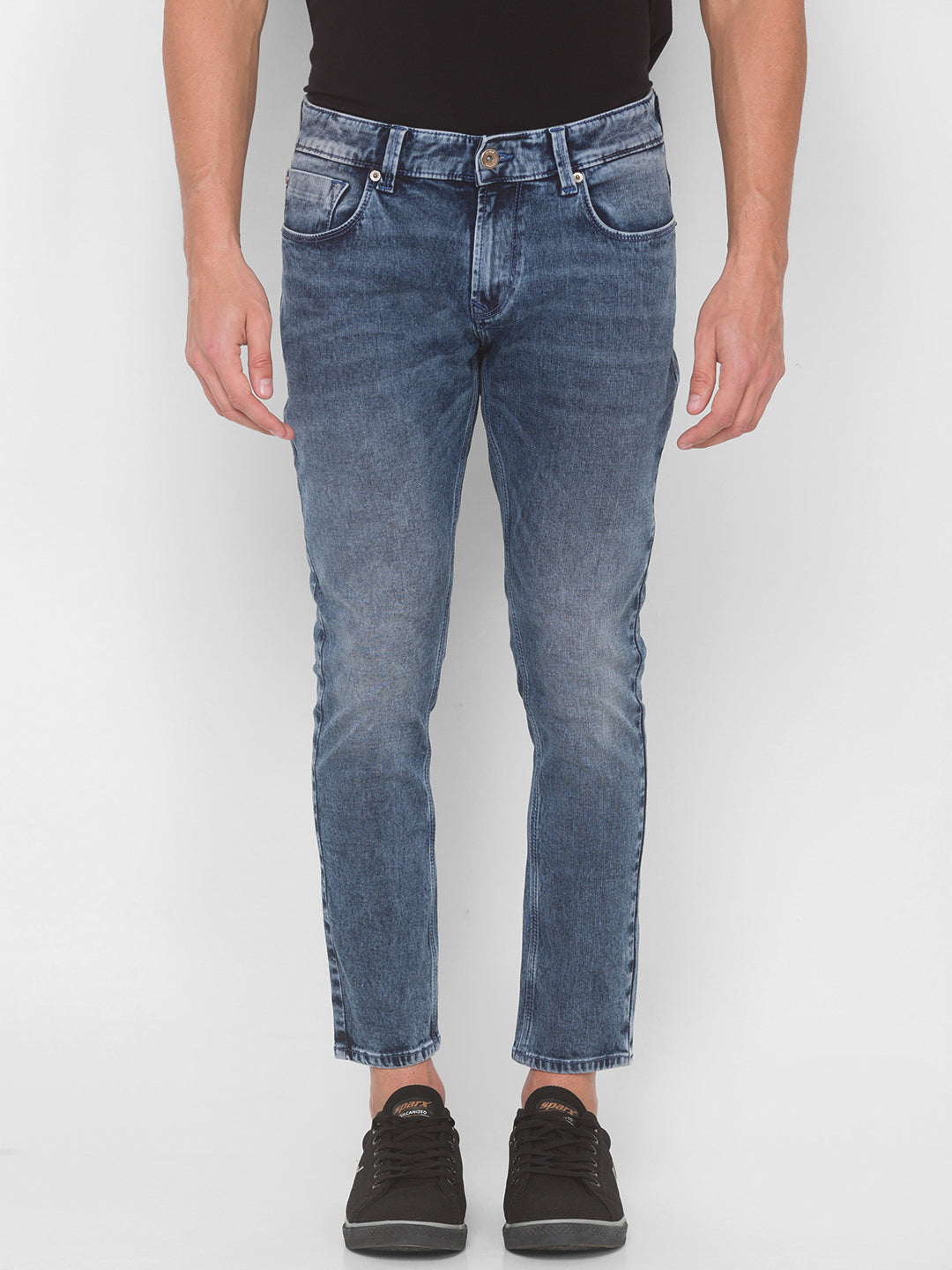 Spykar Men Mid Blue Solid Slim Mid-Rise Jeans (Kano)