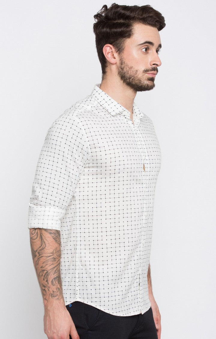 Spykar Men'S White Cotton Printed Casual Shirts