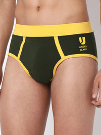 Underjeans By Spykar Men Premium Cotton Blend Olive Brief