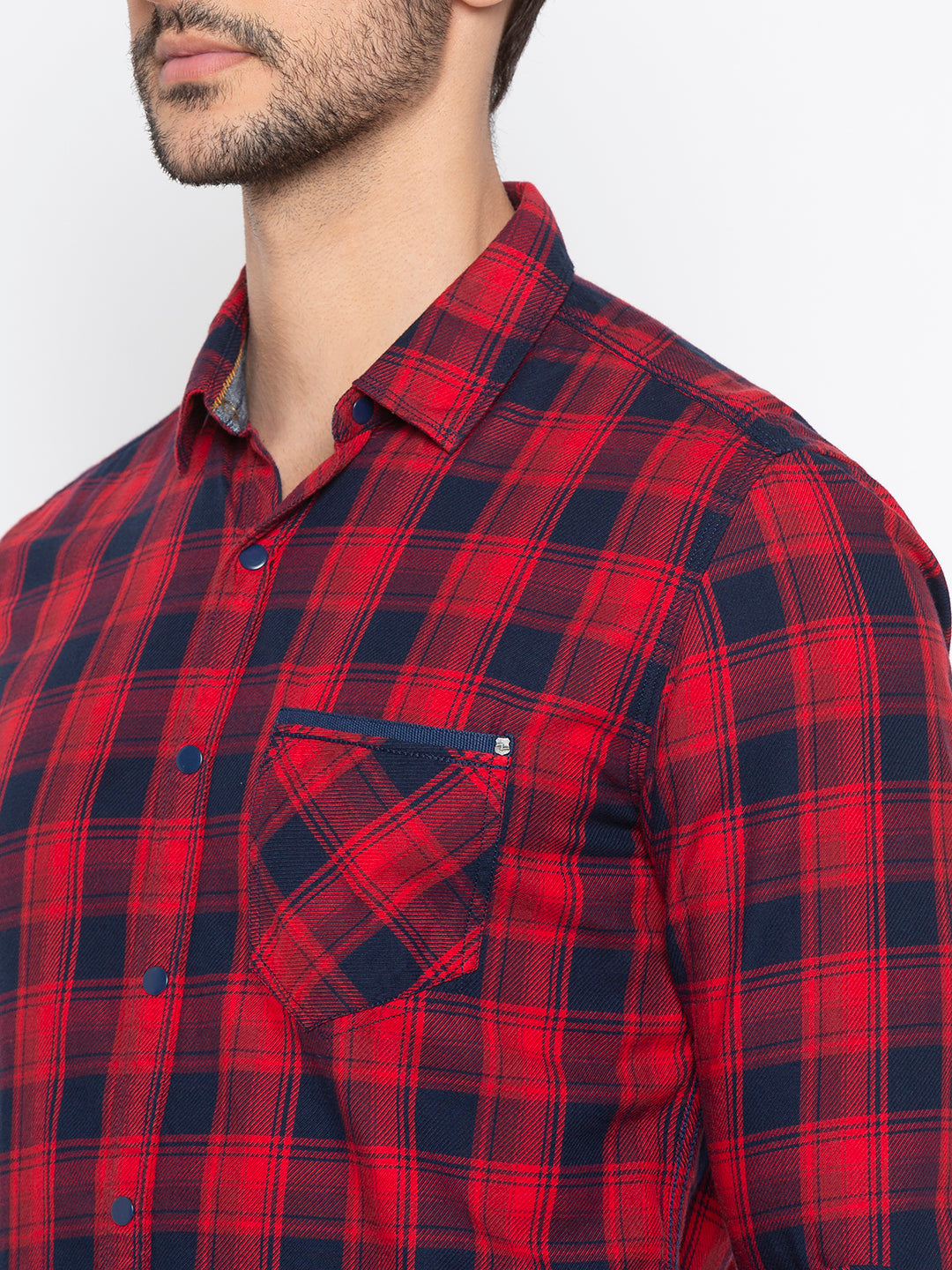 Spykar Men Red Checked Slim Fit Casual Shirt